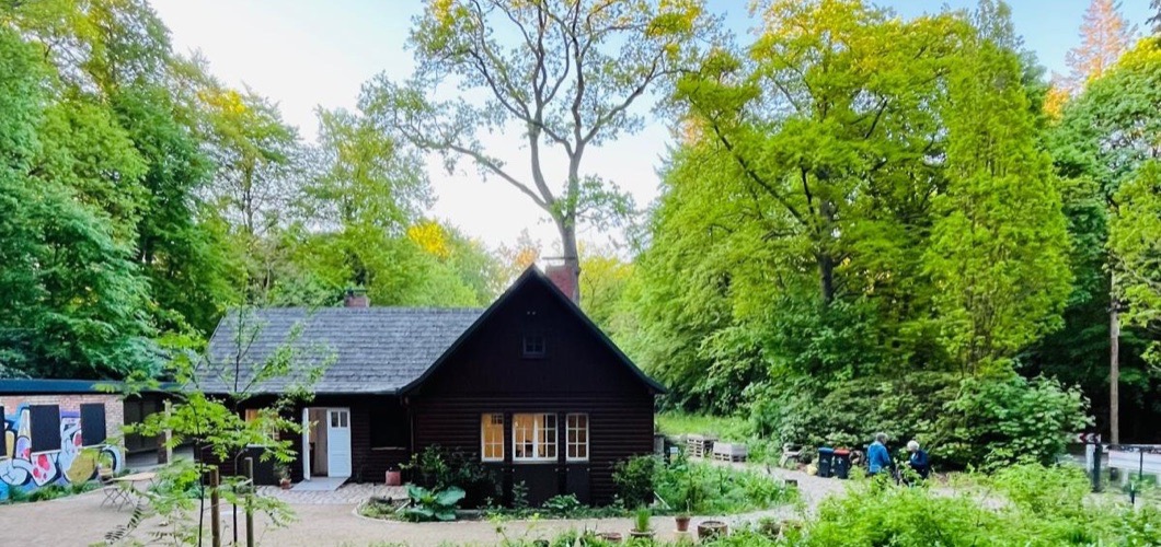 Das Waldhaus im Heilgarten Hamburg mit dem naturnahen Garten davor